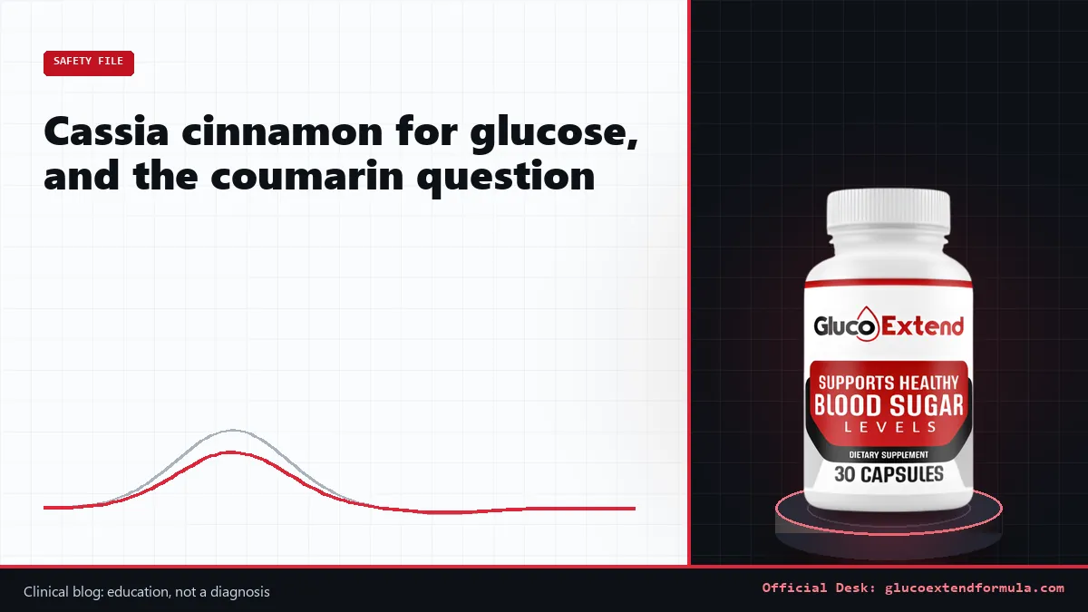 Gluco Extend clinical blog cover: Cassia cinnamon for glucose, and the coumarin question